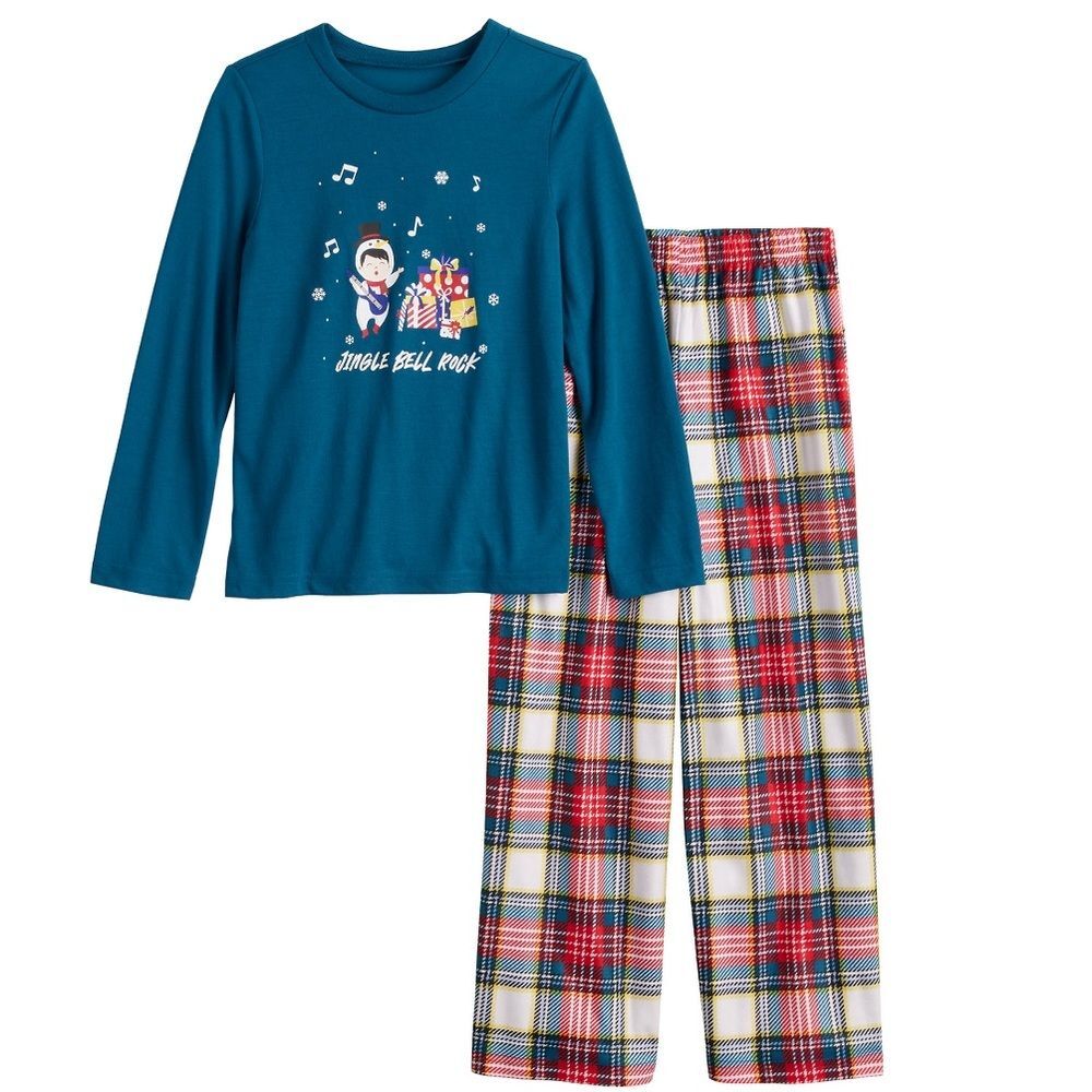 Jammies For Your Families Toddler Christmas Pajama Set NEW 2pc Plaid Snowman 3T
